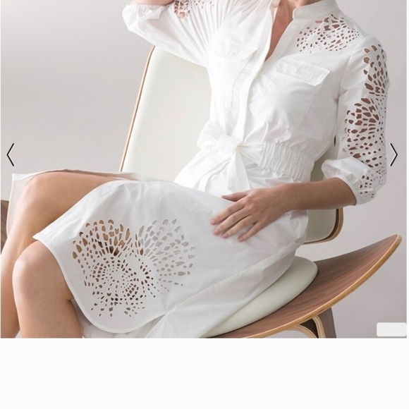 White House Black Market Dresses & Skirts - White House Black Market White LS Poplin Shirtdress With Cutouts Size 10 NWT